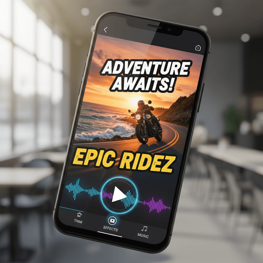 Smartphone screen showing vertical video edit