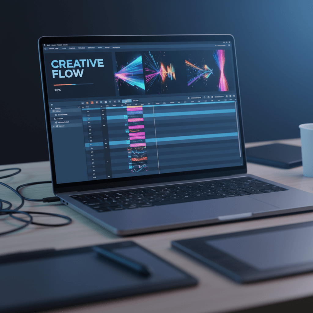 Video editing software with motion graphics timeline