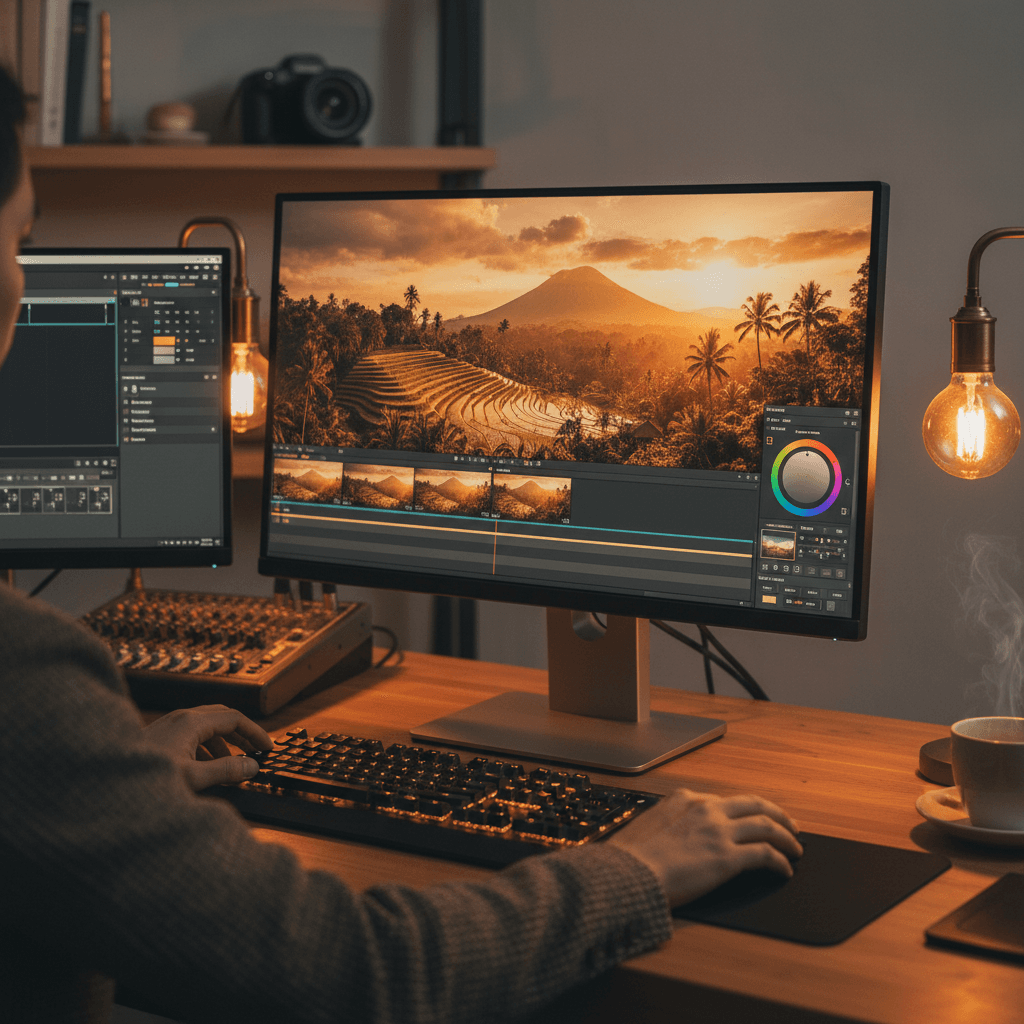 Professional video editing and color grading workflow
