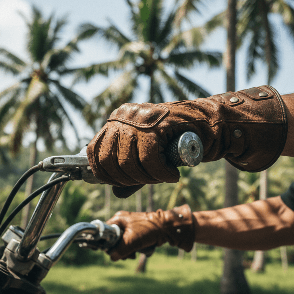 Hands on motorcycle handlebars during ride